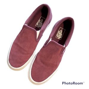 Vans Leather Suede Burgundy Slip-on Sneaker M 8.5 / W 10